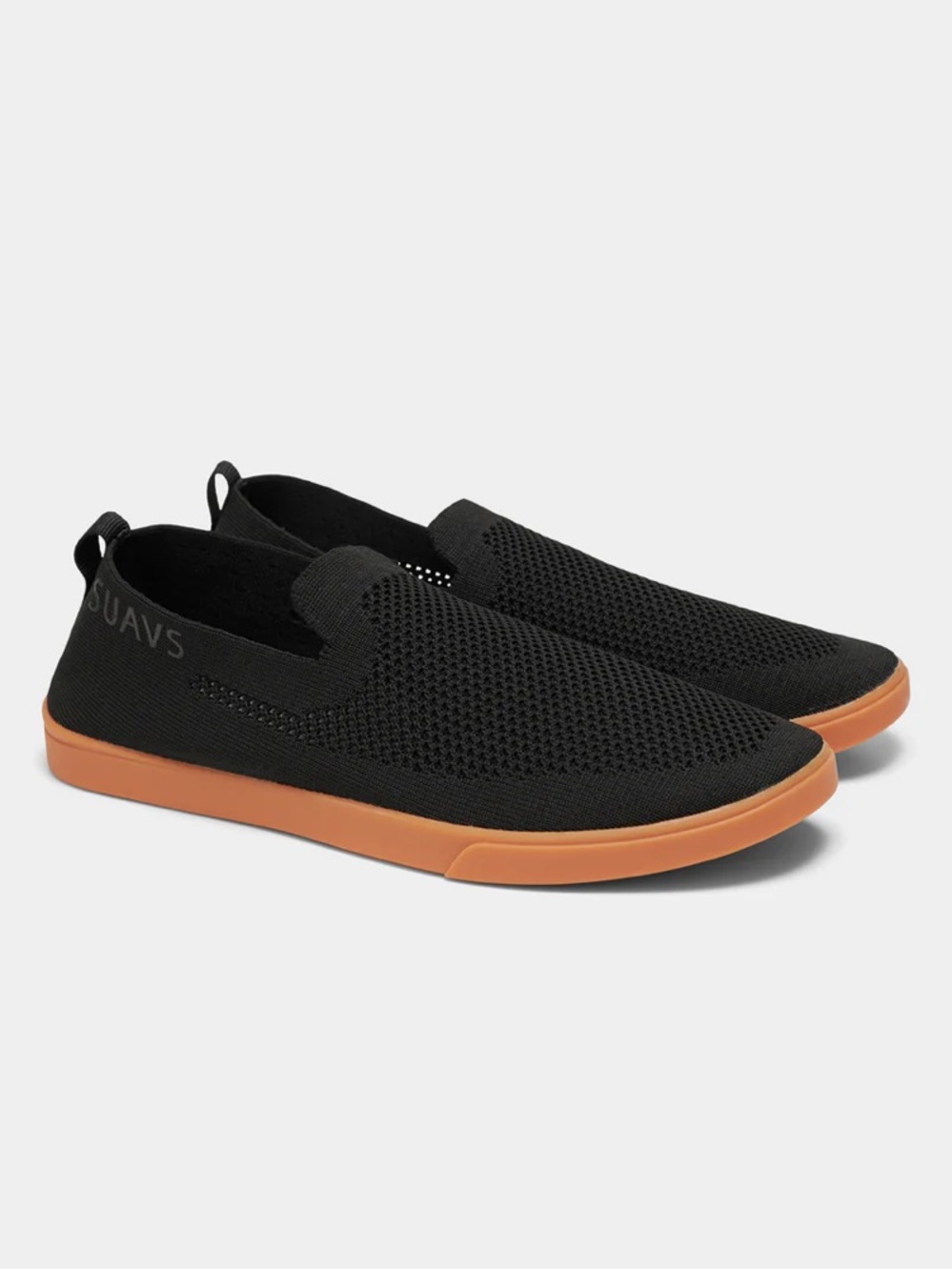 SUAVS Men’s Shoes Sz 11.5 The Barton Slip On Barefoot Slate Black Knit Casual
